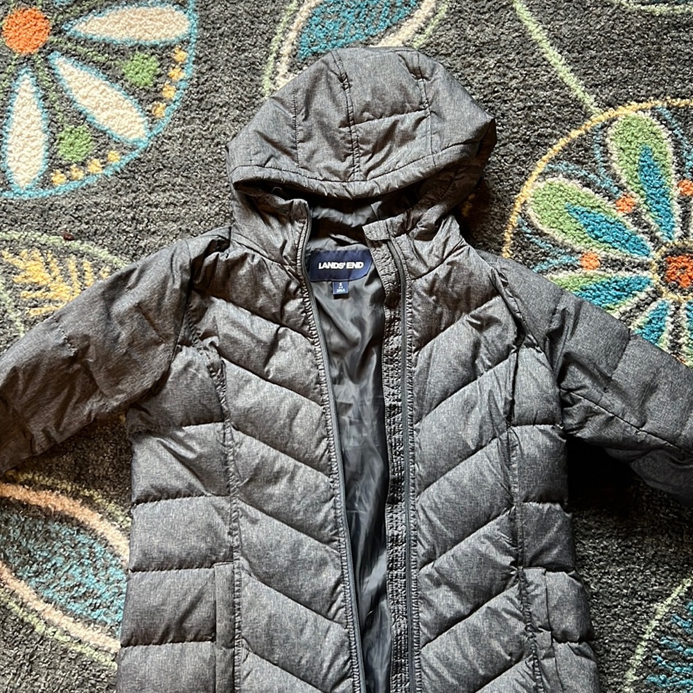 Lands End Warm Winter Jacket Parka in charcoal grey
